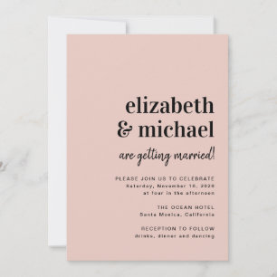 Invitation Moins moderne de photo QR Code Mariage Blush