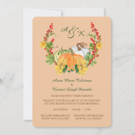 Invitation Moisson d'automne Mariage de monogramme de germes