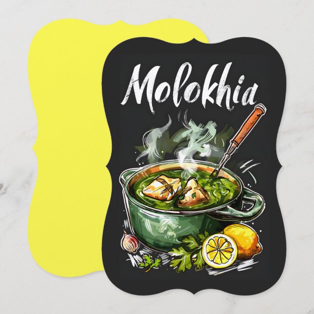 Invitation Molokhia Healthy Food cherchée dans la langue arab (Devant / Derrière)