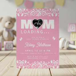 Invitation Mom Loading Ultrasound Photo Pink Baby Shower