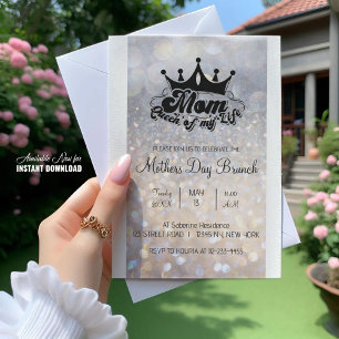 Invitation MOM Reine de ma vie Parties scintillant Brunch Inv