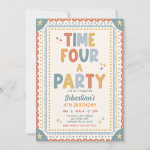 Invitation Moment pour une fête Garçon Fantaisiste 4ème Anniv