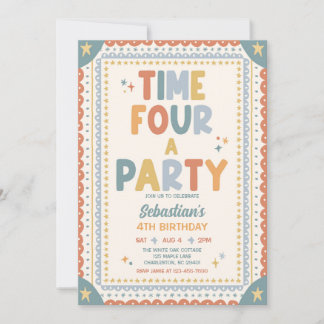 Invitation Moment pour une fête Garçon Fantaisiste 4ème Anniv