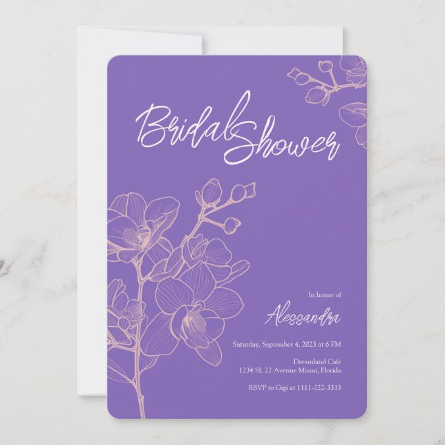 Invitation Moments d'orchidée de lavande | FÊTE DES MARIÉES M (Devant)