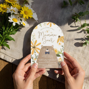 Invitation Momma Ours & Miel Doux Abeille Bébé Garçon Douche