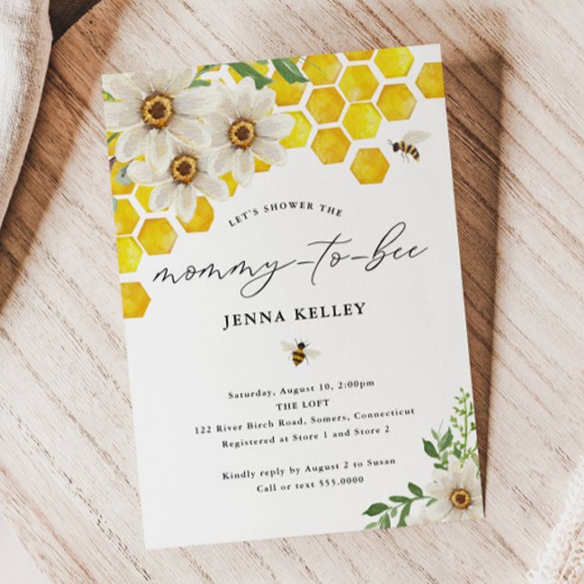 Invitation Mommy to Bee, Honey Bee & Daisy Baby shower (Créateur téléchargé)