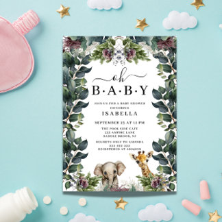 Invitation Mon bébé baby shower animal safari Jungle