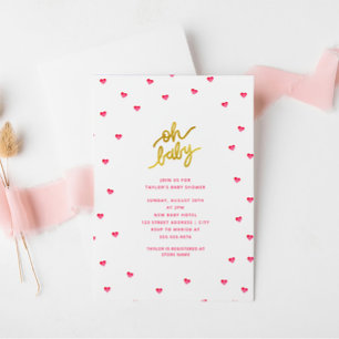 Invitation Mon bébé Baby shower de fille de Coeurs minuscul