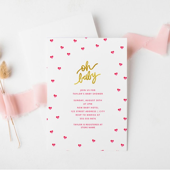 Invitation Mon bébé | Baby shower de fille de Coeurs minuscul (Créateur téléchargé)