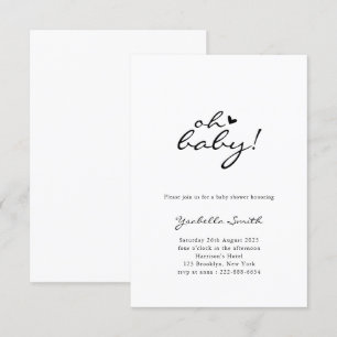 Invitation Mon bébé ! Baby shower de script cardiaque minimal