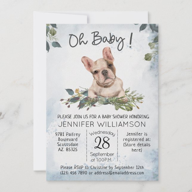 Invitation Mon bébé ! Baby shower français de Chien Chien Chi (Devant)