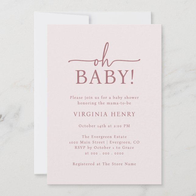 Invitation Mon bébé Baby shower rose (Devant)