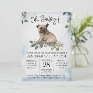 Invitation Mon bébé ! Carlin Chien Chien Chien Baby shower