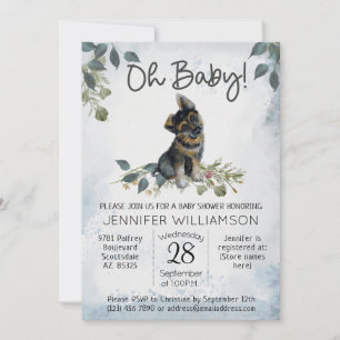 Invitation Mon bébé ! Chien Baby shower berger allemand