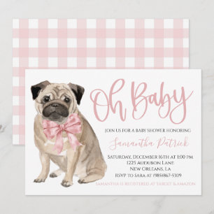 Invitation Mon bébé ! Douche Chien Rose Chien Rose Chien Rose