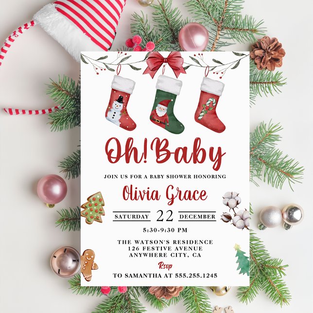 Invitation Mon bébé ! Fête du Baby shower de Noël (Créateur téléchargé)