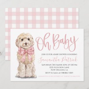 Invitation Mon bébé ! Joli Chien rose En vichy Chien Douche