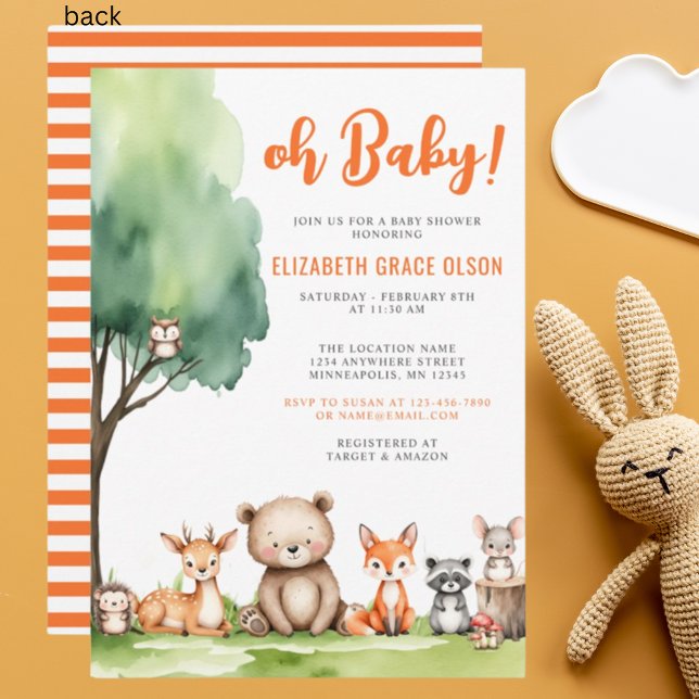 Invitation Mon bébé ! Le Baby shower des animaux des bois (Créateur téléchargé)