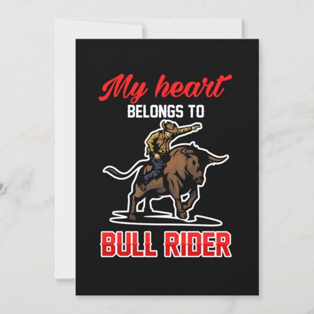 Invitation Mon Coeur Appartient À Bull Rider Cowboy Rodeo Cad (Devant)