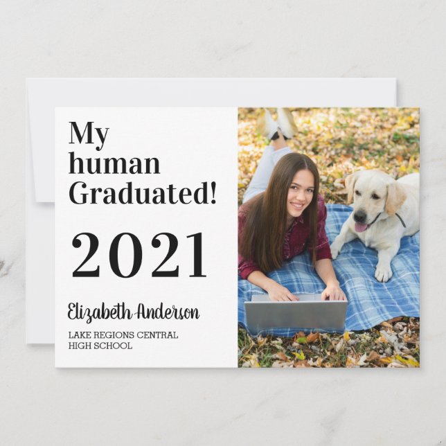 Invitation Mon Humain Diplômé Funny Dog 2021 - Diplôme photo (Devant)