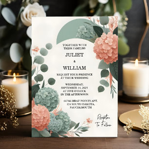 Invitation Mon pastel Blush Peach Mint Moss Sage Green Mariag