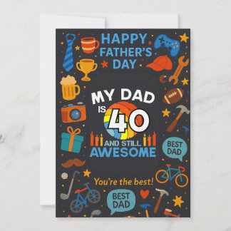 Invitation Mon père a 40 ans et est toujours génial Cadeaux d