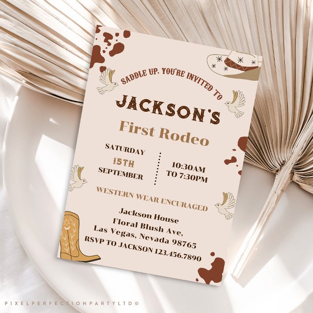 Invitation Mon premier Rodeo Cowboy 1er anniversaire (Créateur téléchargé)
