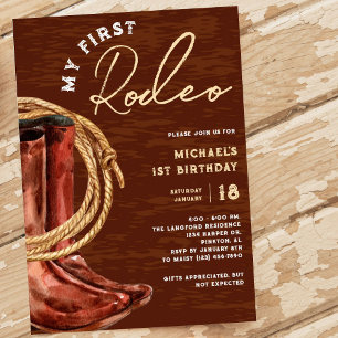 Invitation Mon premier Rodeo Cowboy 1ère fête d'anniversaire