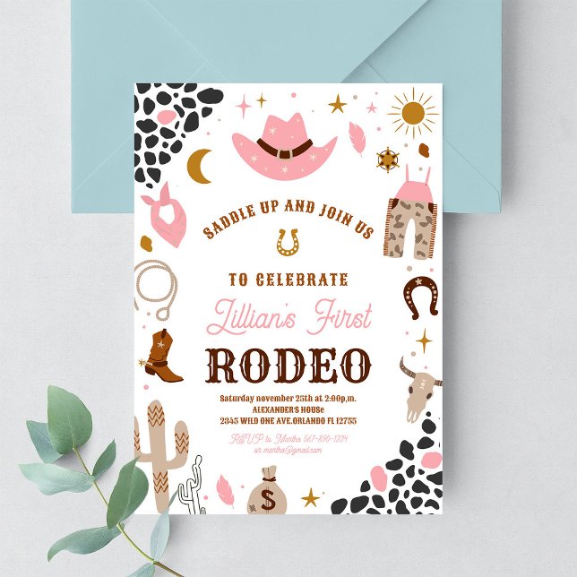 Invitation Mon premier Rodeo Cowgirl Southwestern Anniversair (Créateur téléchargé)