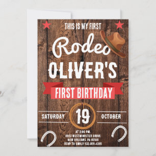 Invitation Mon premier rodéo, Western Party, Cowboy 1er anniv