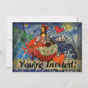 Invitation Mona Lisa Starry Night Collage : surréaliste fanta