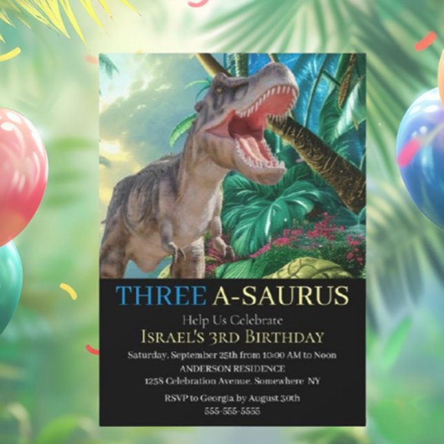 Invitation Monde Jurassique Dinosaure T Rex Enfants  (Roar into Fun: T-Rex Jurassic World Birthday Invitation!)