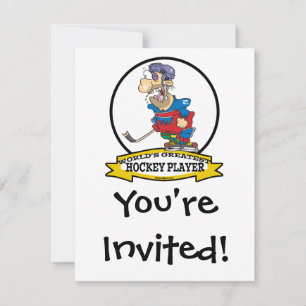 INVITATION MONDE LE PLUS GRAND JOUEUR DE HOCKEY HOMMES CARTOO