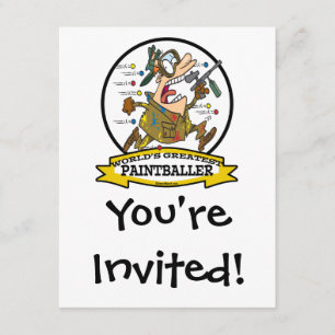 INVITATION MONDE LE PLUS GRAND PEINTBALLER HOMME CARTOON