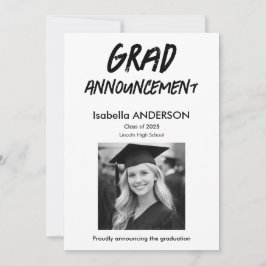 Invitation MondernBlack and White Graduation Announcement