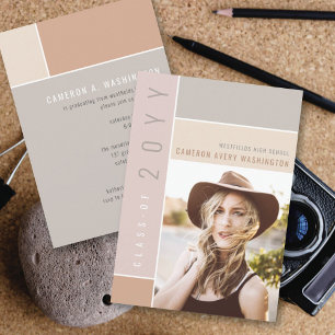 Invitation Mondrian Color Blocks Mood Photo Graduation Party 