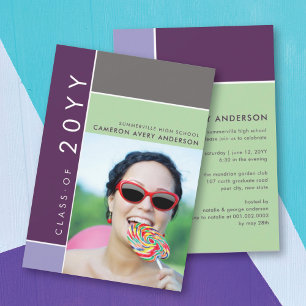 Invitation Mondrian Color Blocks Mood Photo Graduation Party