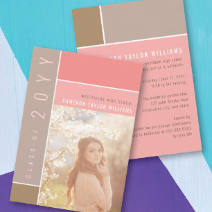 Invitation Mondrian Color Blocks Mood Photo Graduation Party
