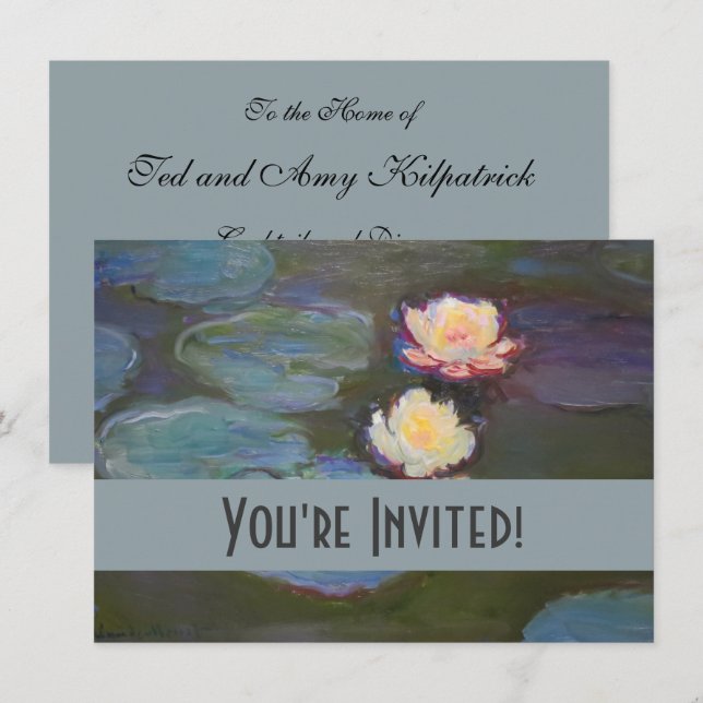 Invitation Monet Water Lys Pond Nénuphars Peinture (Devant / Derrière)