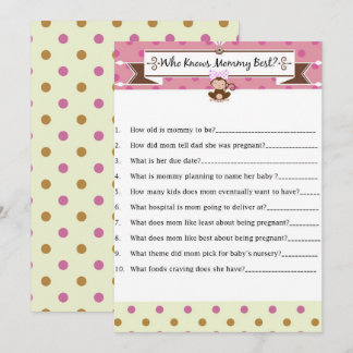 Invitation Monkey Girl Baby shower qui connaît maman le meill