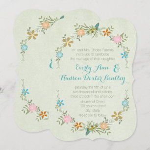 Invitation Monnaie Colorée Garland Wreath Forest Wedding Invi