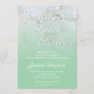 Invitation Monnaie de marbre vert Ombre Sweet sixteen