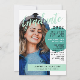 Invitation Monnaie et Arche Retro Turquoise Diplôme photo