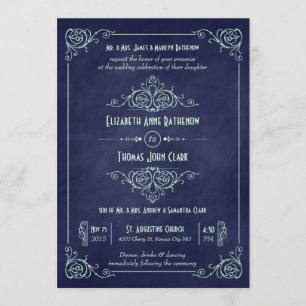 Invitation Monnaie et Navy Tableau bleu Chalkboard Art Déco