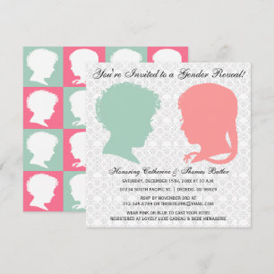 Invitation Monnaie et rose Victorian Silhouette Sexe Révélati