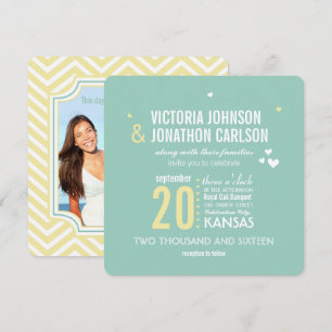 Invitation Monnaie photo romantique et Mariage Zig Jaune