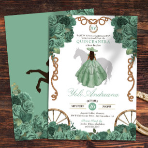 Invitation Monnaie Rose vert clair Ranch Western Quinceanera