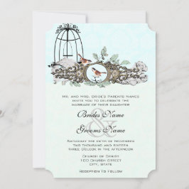 Invitation Monnaie Rustique Romantique Inséparable Birdcage O
