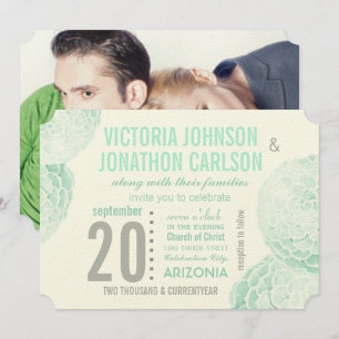 Invitation Monnaie verte et gris Succulent Mariage moderne