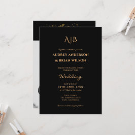 Invitation Monogram Golden Typography Mariage photo